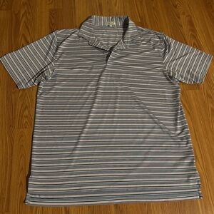 Peter Millar Summer Comfort Striped Gray Polo Shirt Size XL NWOT Luxury